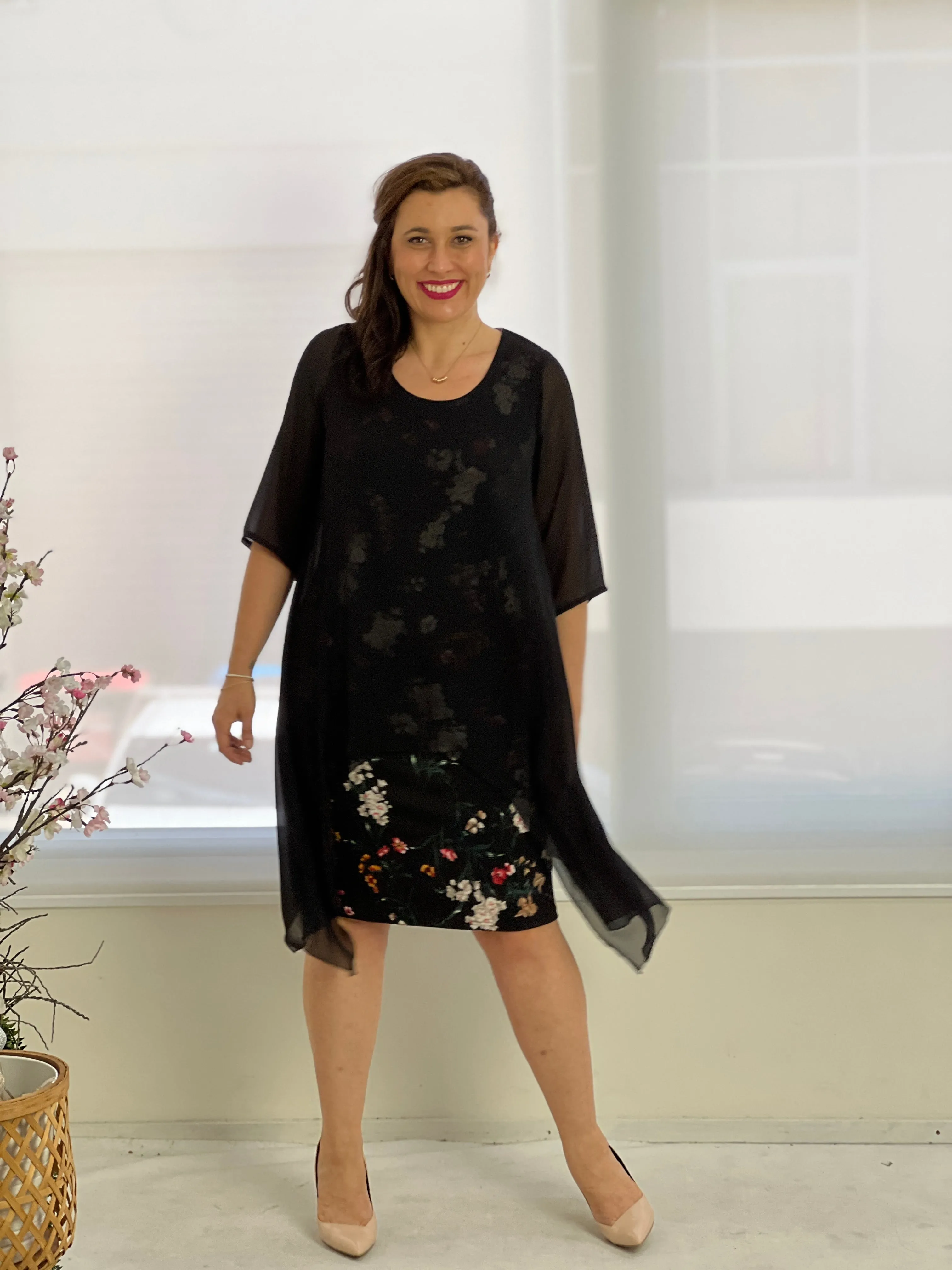 Grace Black Floral Dress