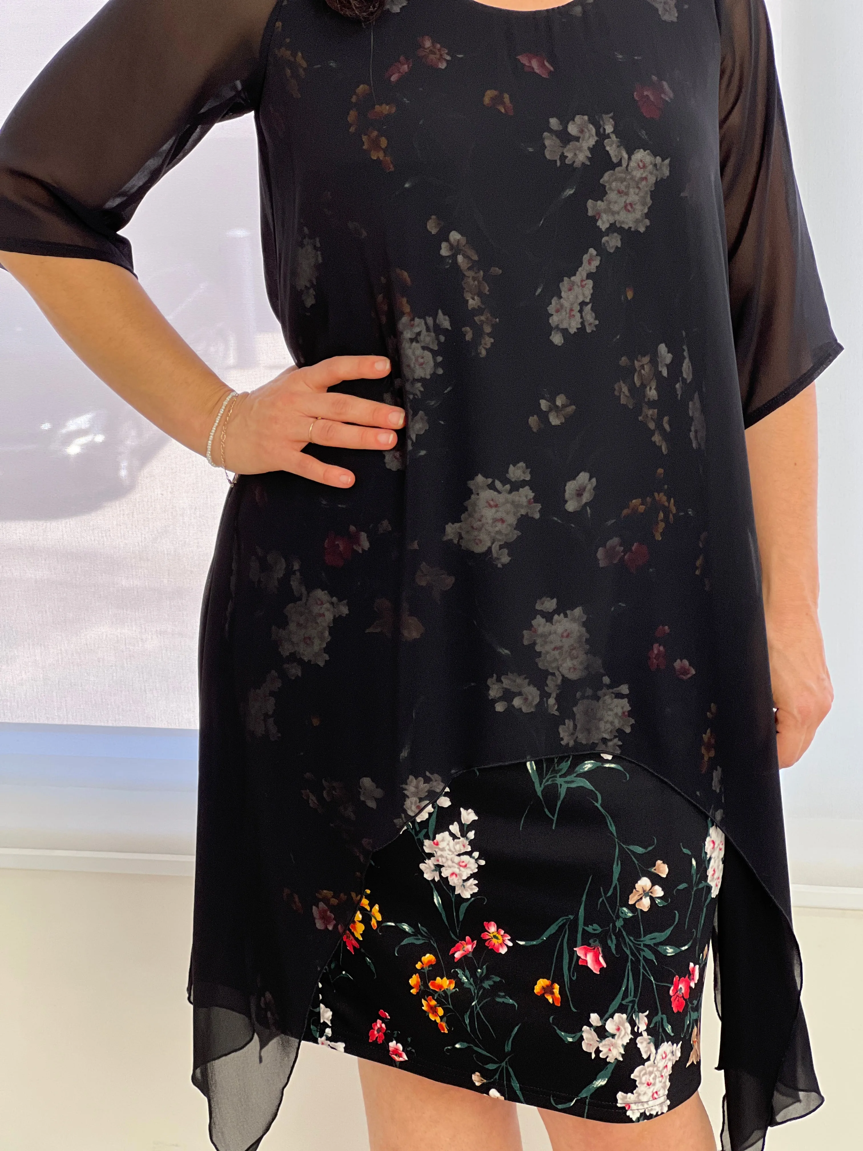 Grace Black Floral Dress