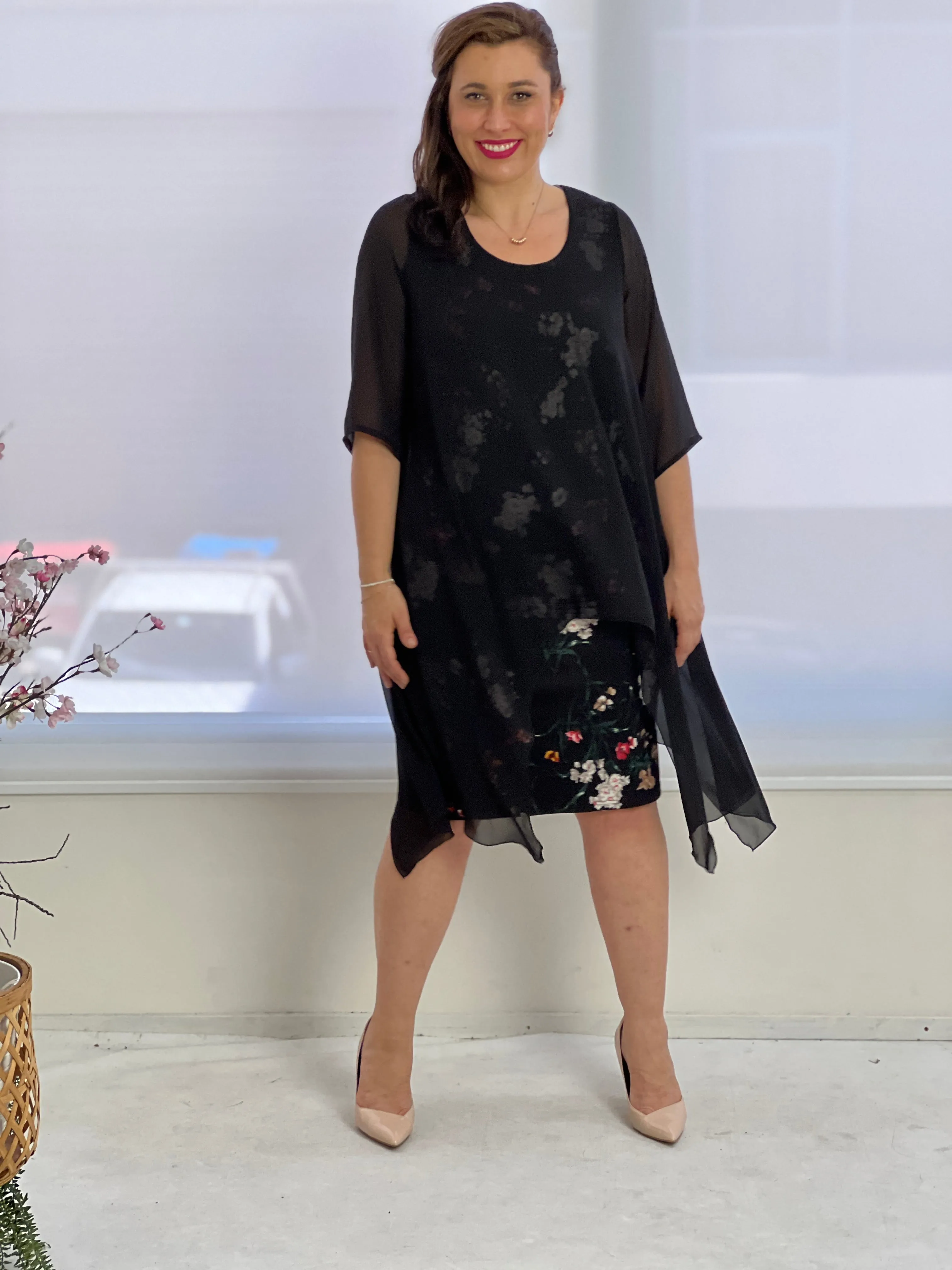 Grace Black Floral Dress
