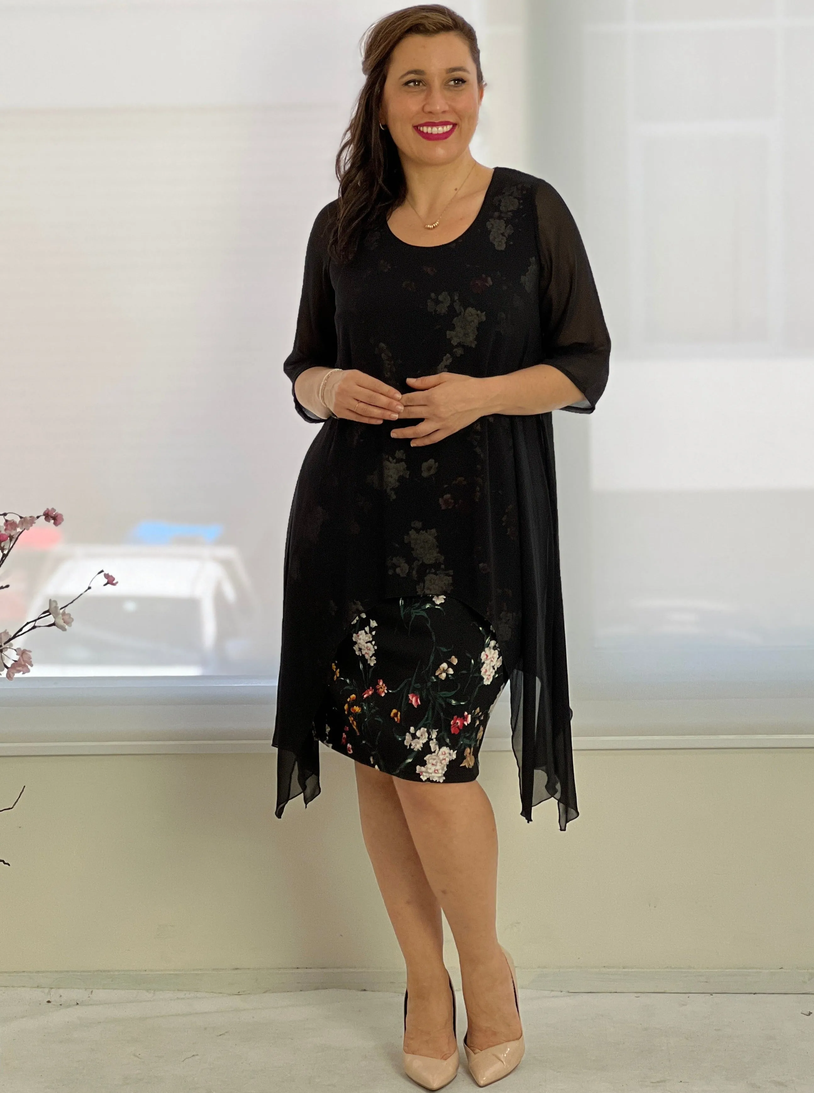 Grace Black Floral Dress