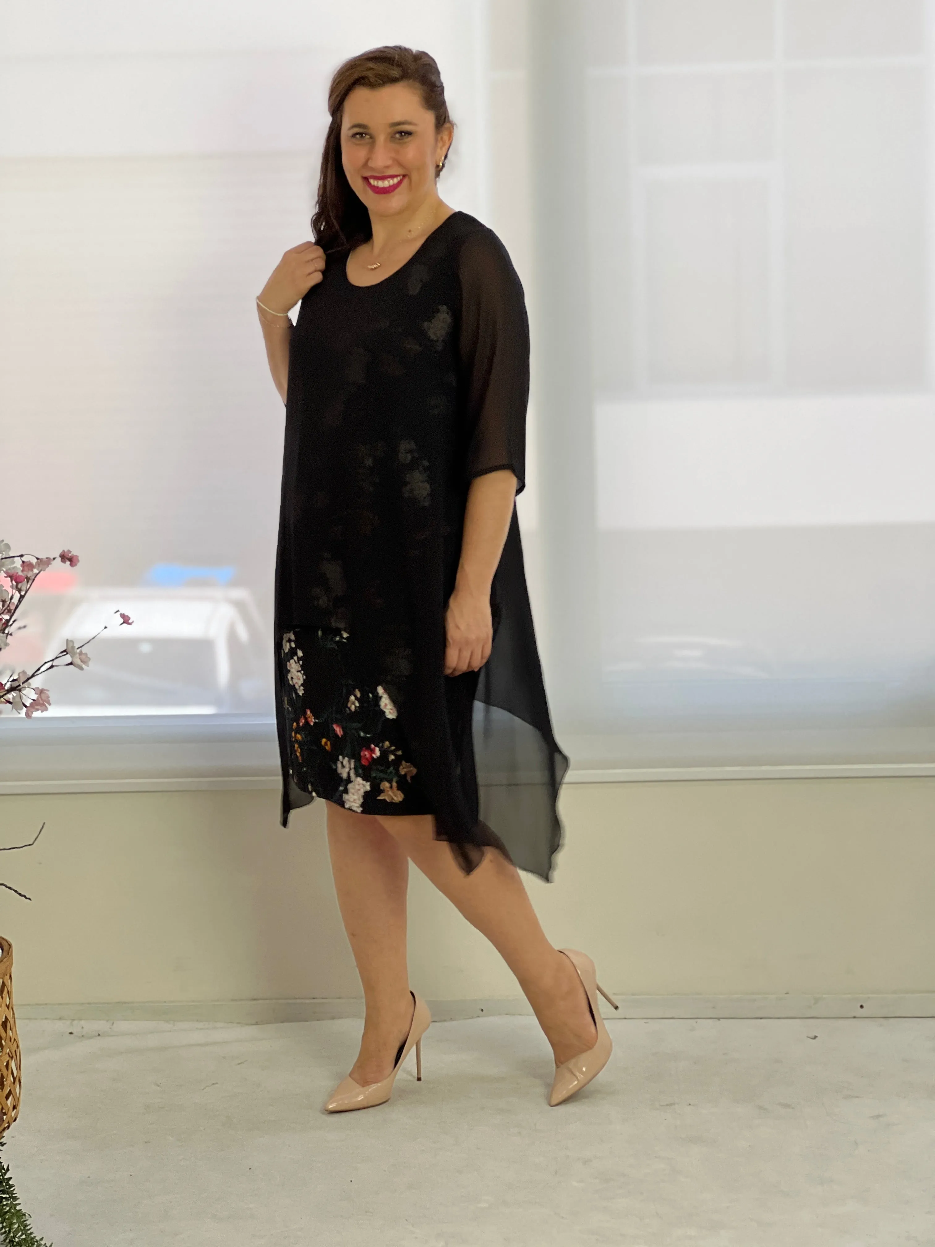 Grace Black Floral Dress