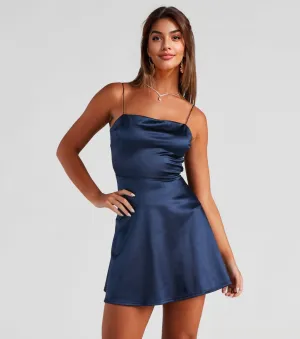 Grand Exit Satin Skater Dress