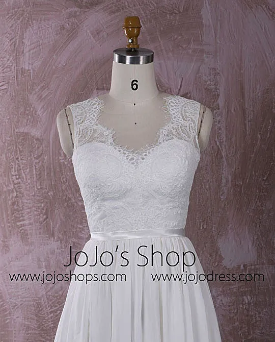 Grecian Chiffon Wedding Dress with French Chantilly Lace | QT815011