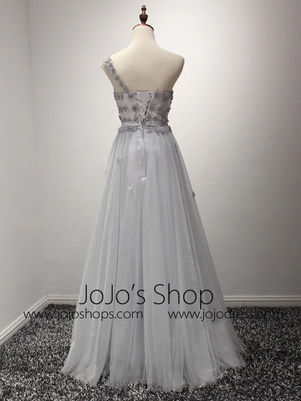 Grecian One Shoulder Floor Length Bridesmaid Dress