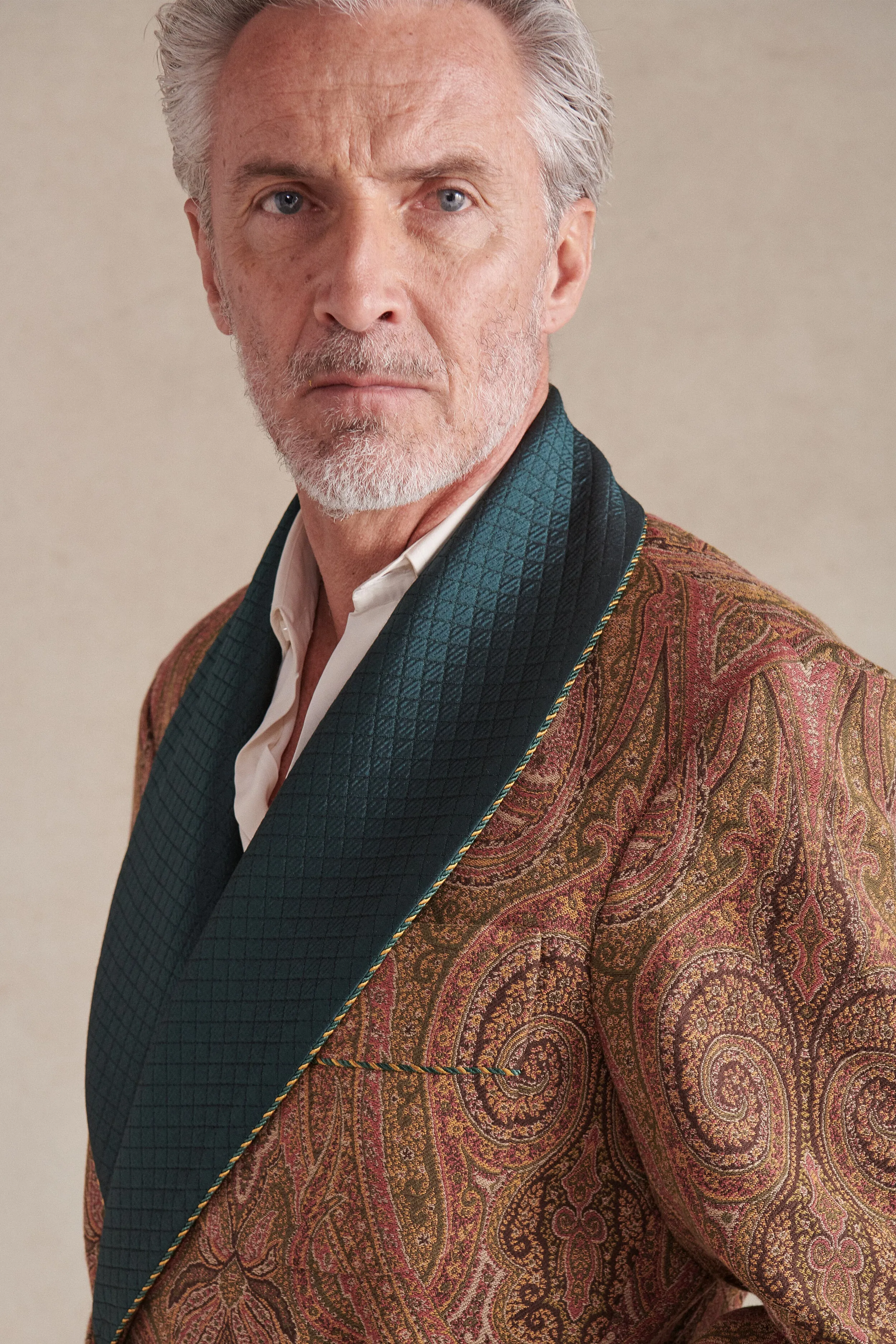Green & Gold St James' Paisley Lined Cotton Dressing Gown