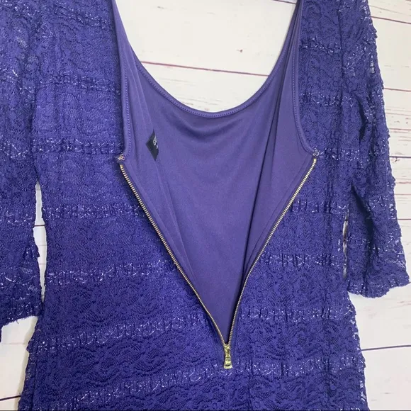 Guess Lace Scoop Neck 3/4 Sleeve Dress Size 14