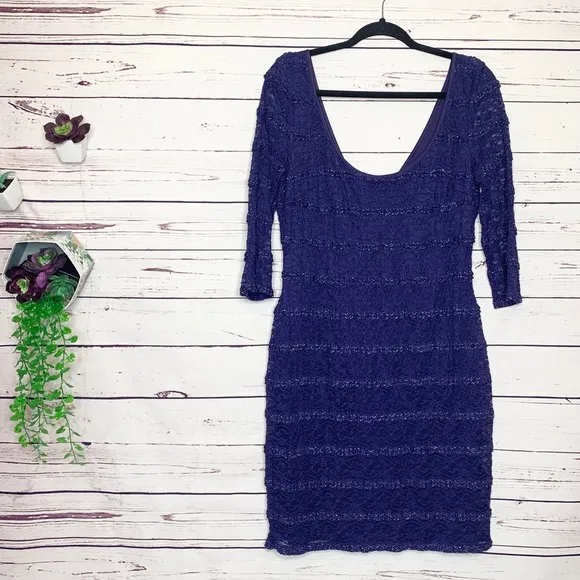 Guess Lace Scoop Neck 3/4 Sleeve Dress Size 14