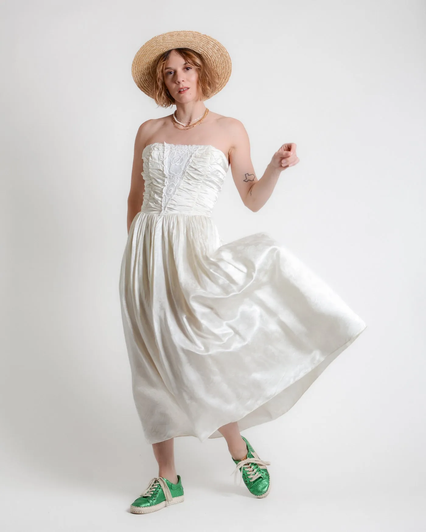 Gunne Sax 80s Strapless Evening Dress