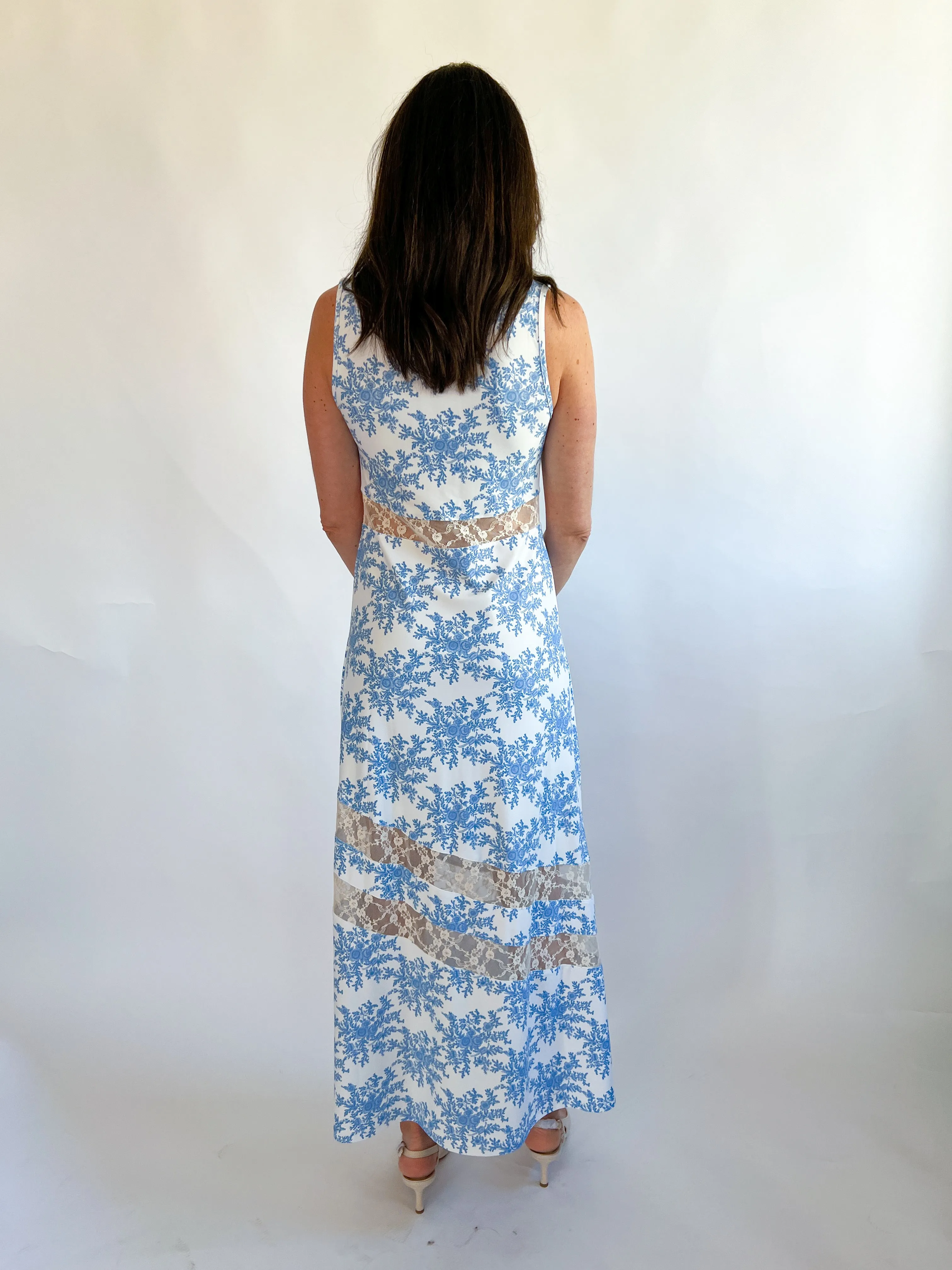 Henrietta Lace Split Neck Midi Dress