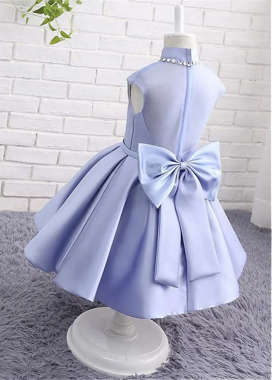 High Collar Flower Girl Dresses With Bowknot
