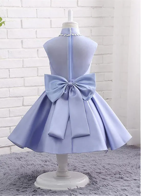 High Collar Flower Girl Dresses With Bowknot