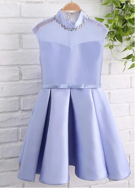 High Collar Flower Girl Dresses With Bowknot