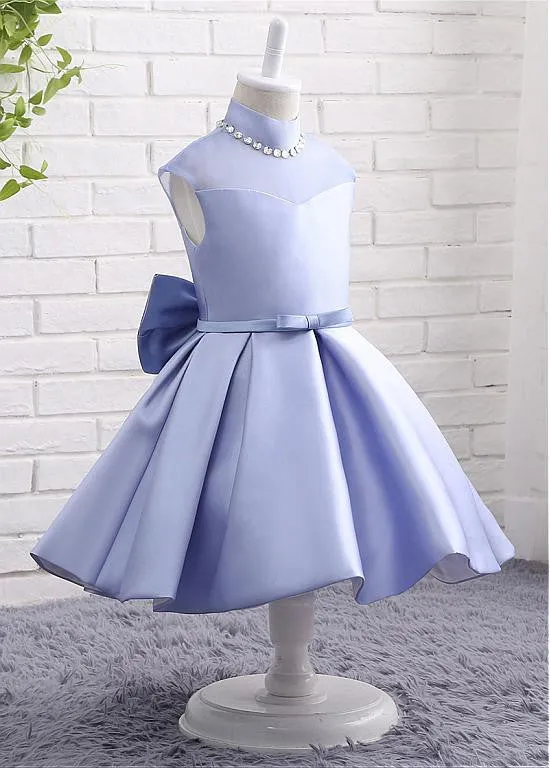 High Collar Flower Girl Dresses With Bowknot