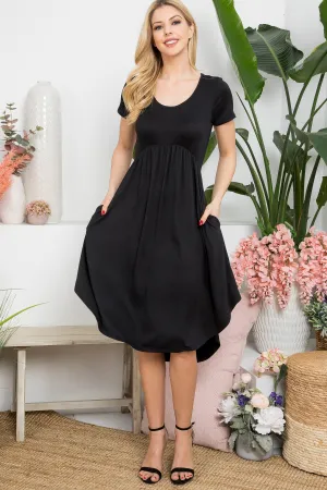 High-Low Empire Pocket Dress
