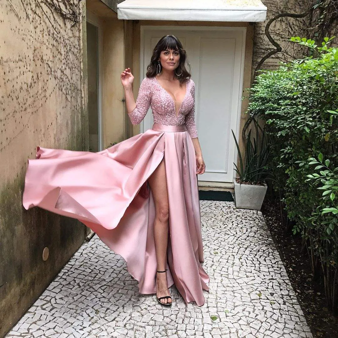 High Split Floor-Length Lace Long Gown