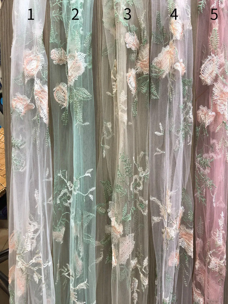 High Waist Maternity Dress for Photo Shoot Embroidery Tulle Long Sleeves Front Slit Maternity Gowns YW230306-1