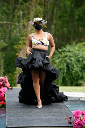 High Waist Ruffle Hem Evening Skirt