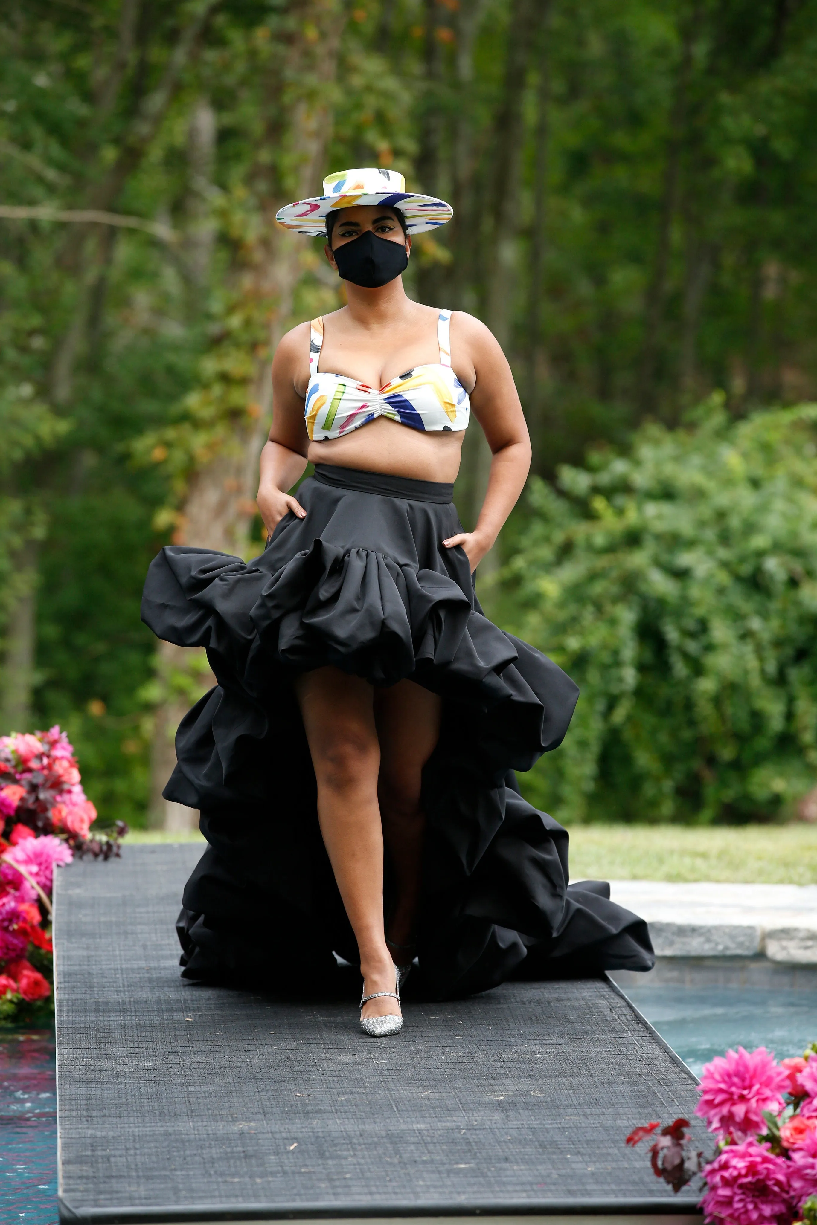 High Waist Ruffle Hem Evening Skirt