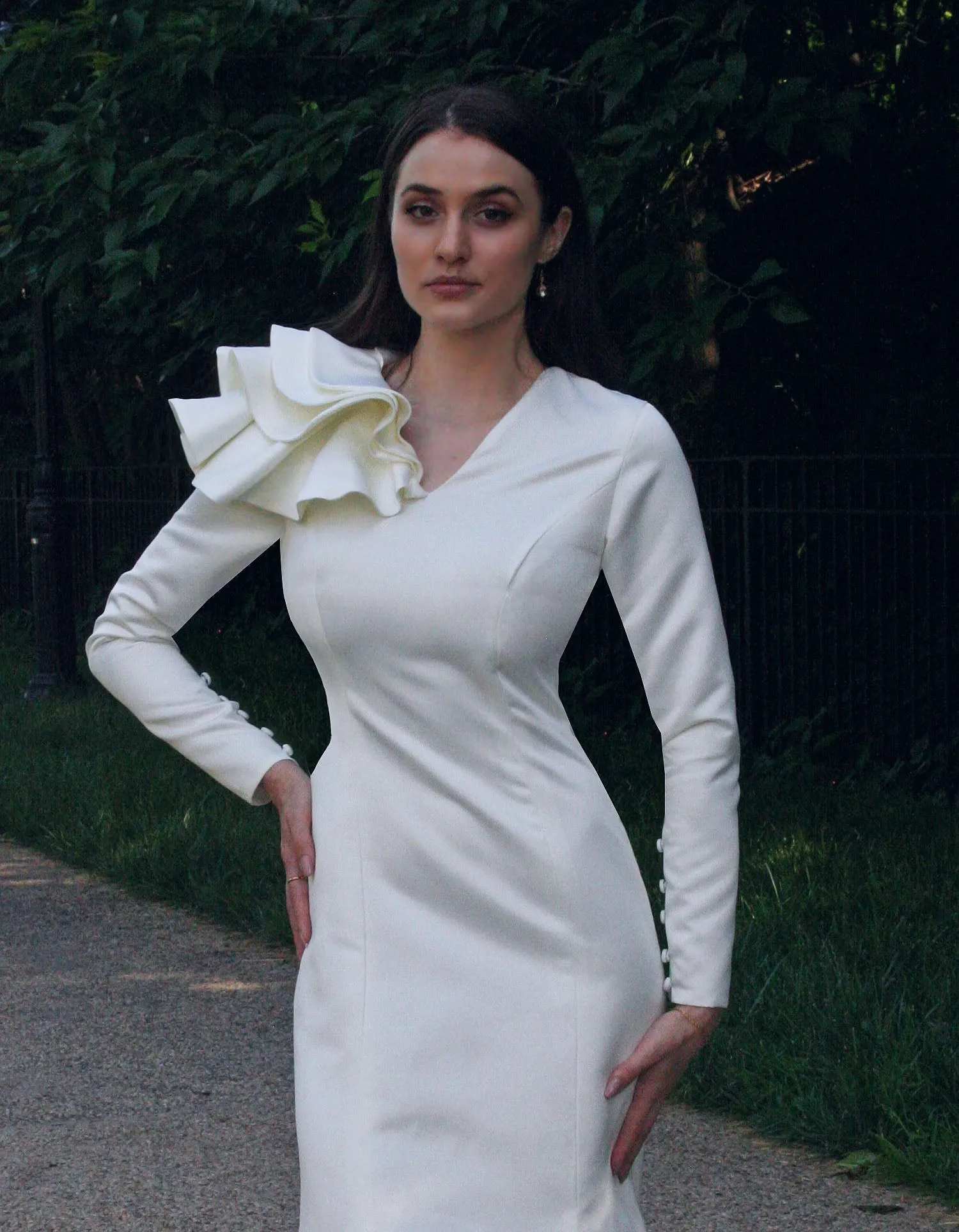 Honour Gold Evening Gown with Sleeves