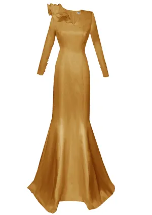 Honour Gold Evening Gown with Sleeves