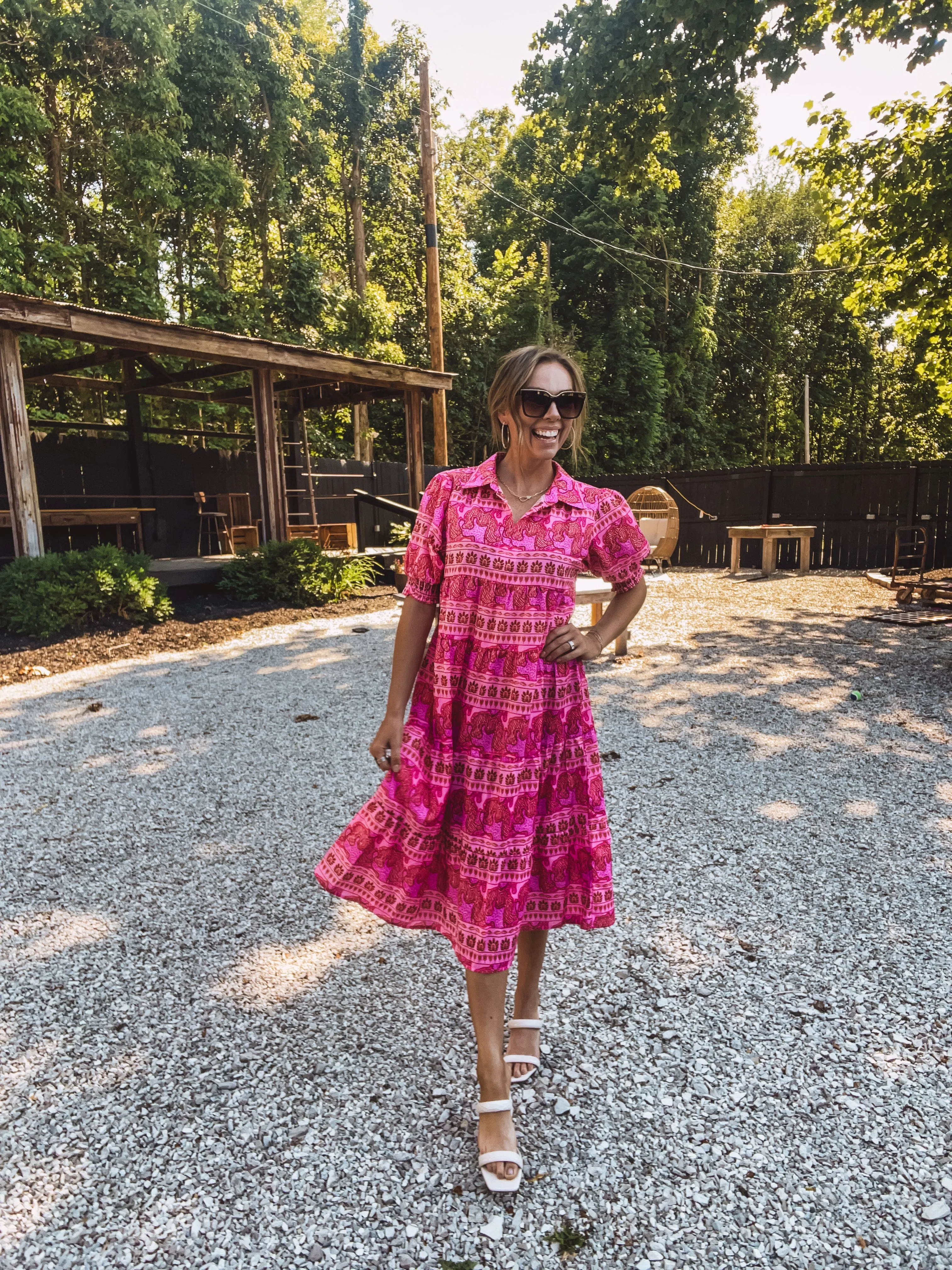 Hot Pink Wild'n Out Mix Midi Dress