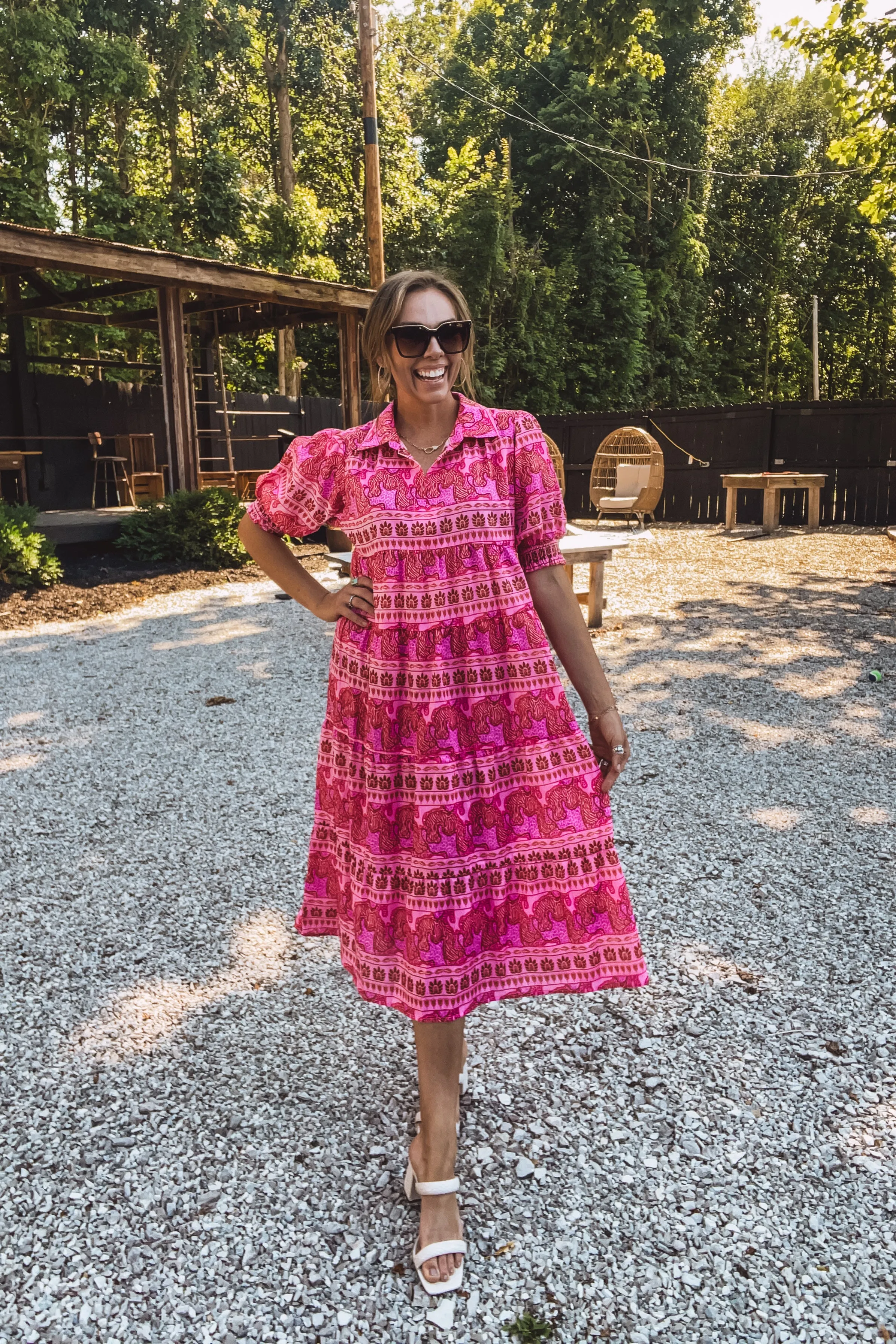 Hot Pink Wild'n Out Mix Midi Dress