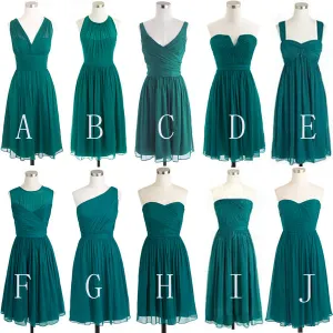 hunter green bridesmaid dresses short mismatched chiffon cheap custom wedding party dresses 2020