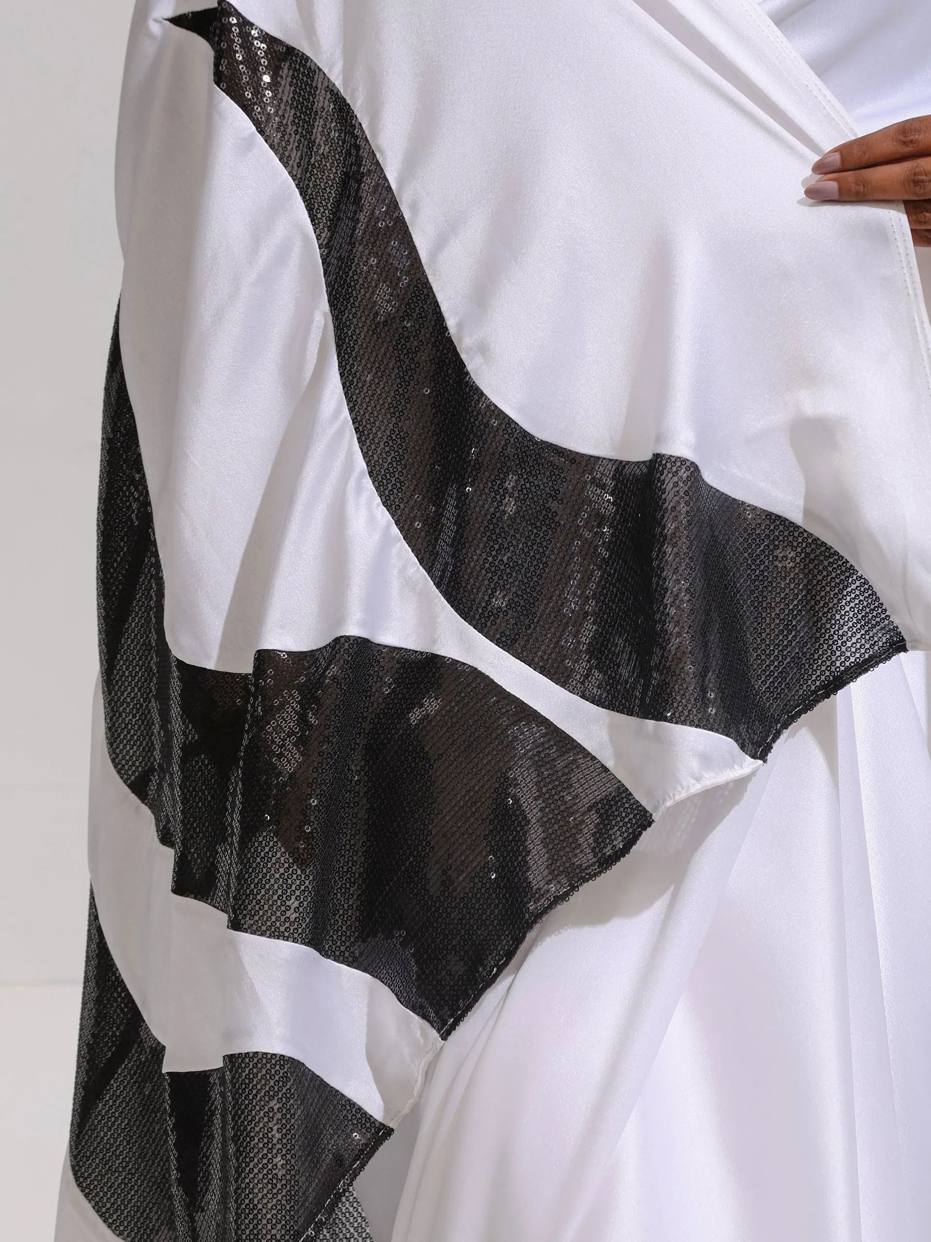 I choose Black and White satin saree