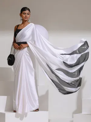 I choose Black and White satin saree