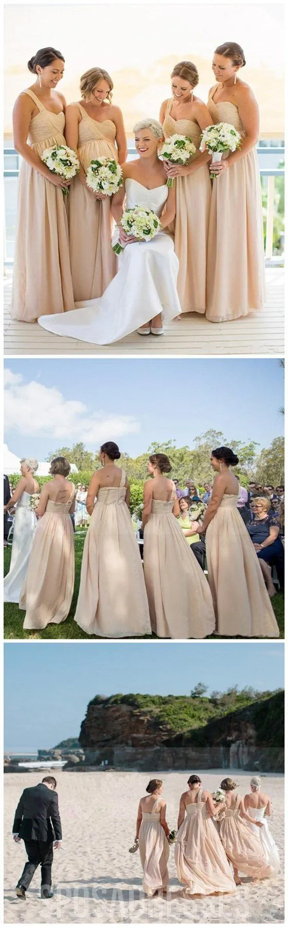 Inexpensive Chiffon One Shoulder Floor-length A Line  Bridesmaid Dresses, WG60