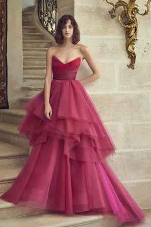 Irregular Tulle Skirt Prom Gown with Gradient Sweetheart Bodice