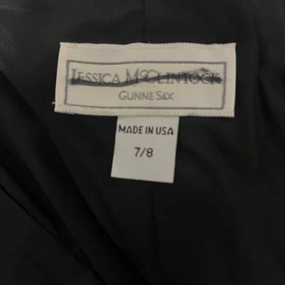 Jessica McClintock 1980s Vintage Black Velvet Strapless Party Dress GUNNE SAX