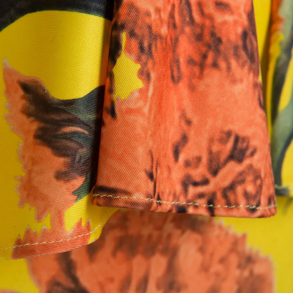 Jill Dillon Yellow Asymmetrical Ruffle Mullet Dress