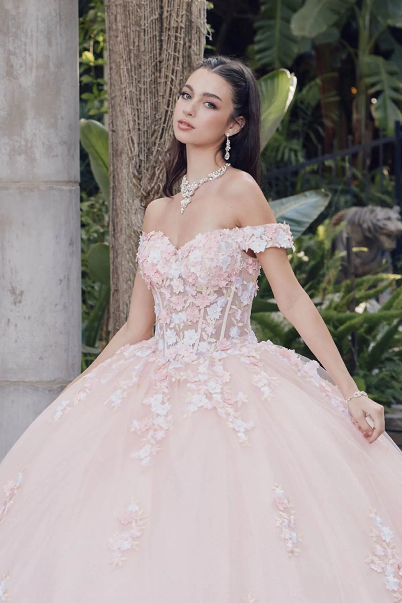 Juliet JT1460J Off the Shoulder Corset Bodice Poofy Quinceanera Gown