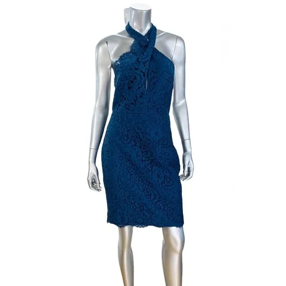 Keepsake the Label Blue Sublime Dreams Lace Halter Dress M