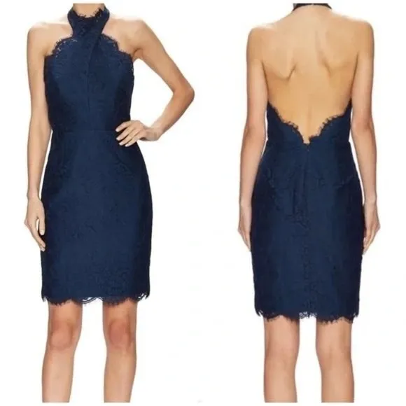 Keepsake the Label Blue Sublime Dreams Lace Halter Dress M