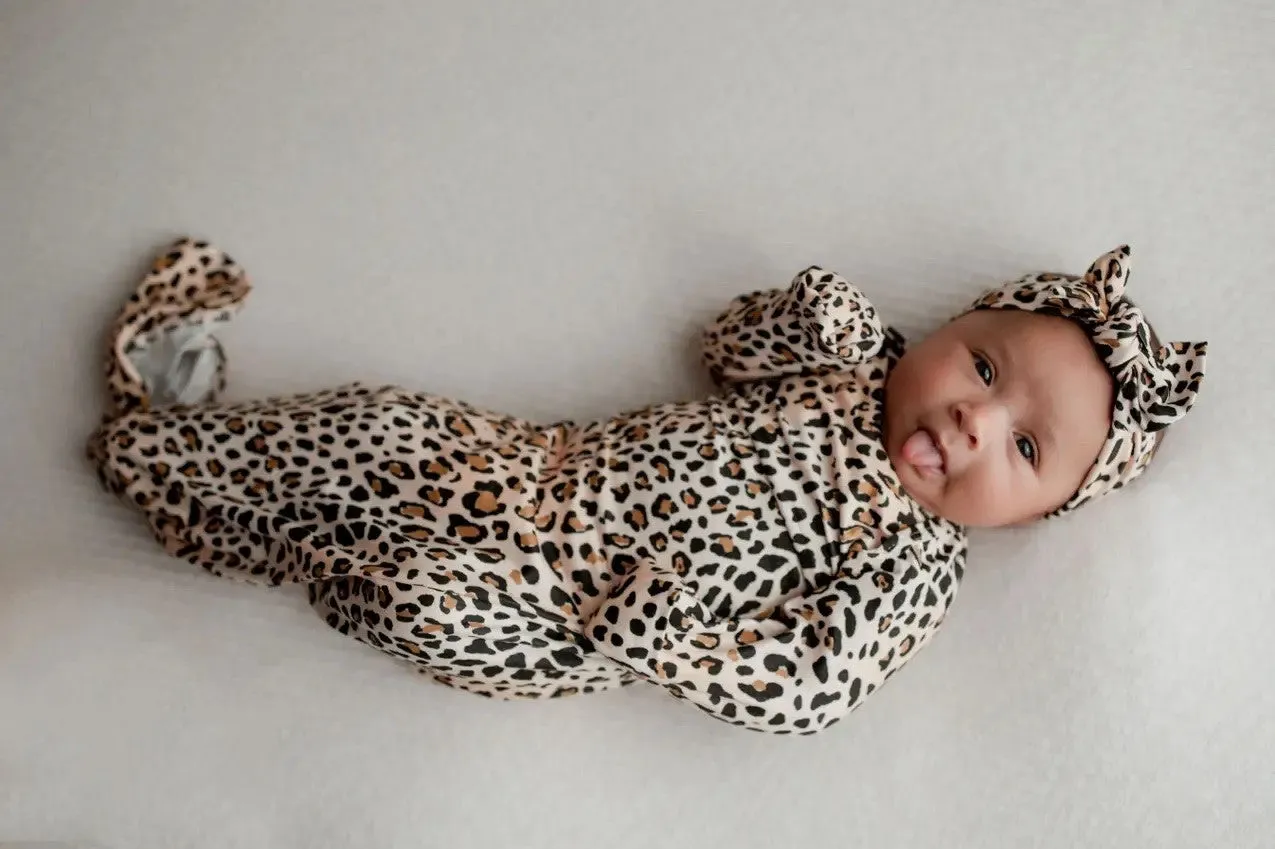 Knotted Gown & Bow | Leopard Print