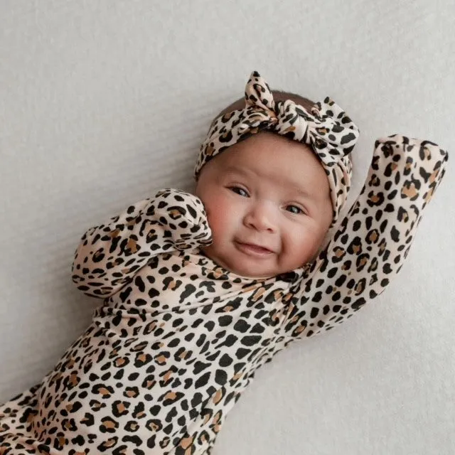 Knotted Gown & Bow | Leopard Print