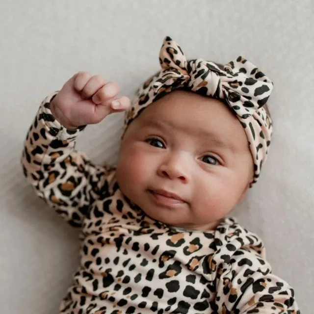 Knotted Gown & Bow | Leopard Print
