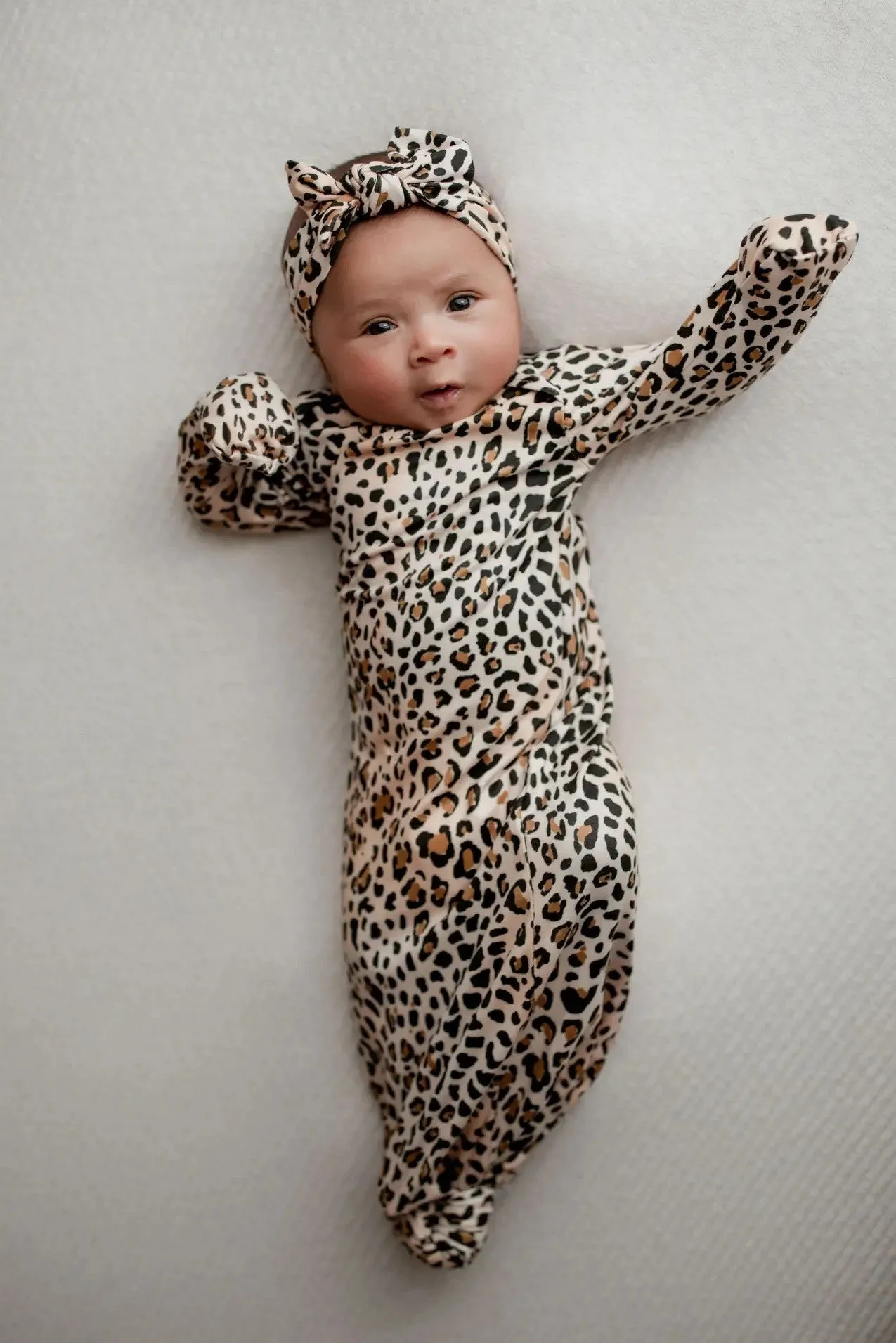 Knotted Gown & Bow | Leopard Print