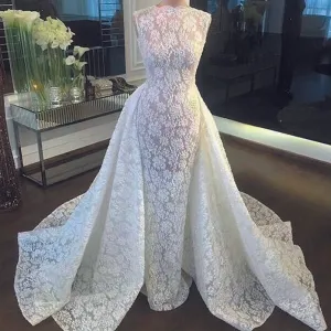 lace appliqué evening dresses long 2020 detachable skirt sleeveless elegant evening gown robe de soiree