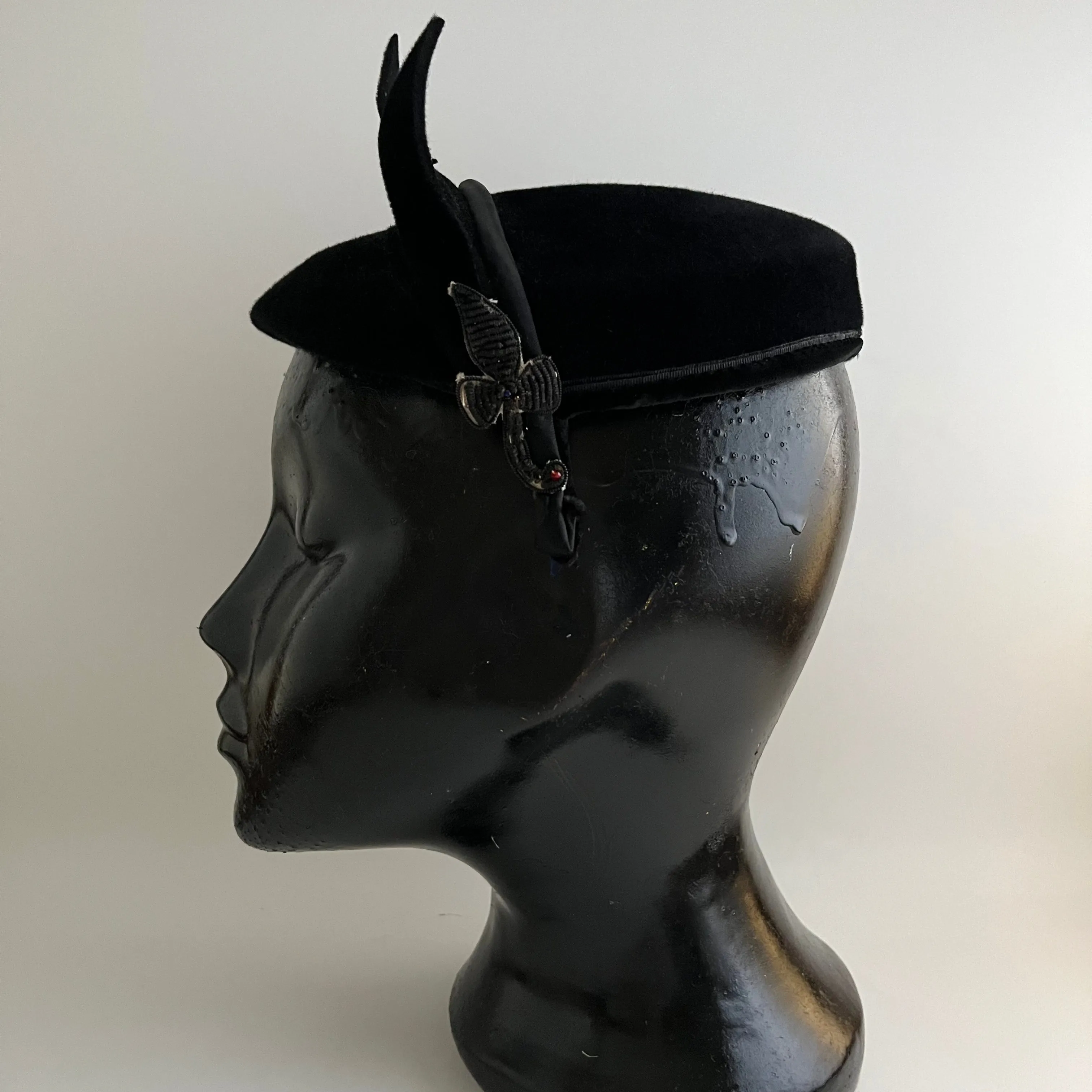Late 40s/ Early 50s Velour Cocktail Hat