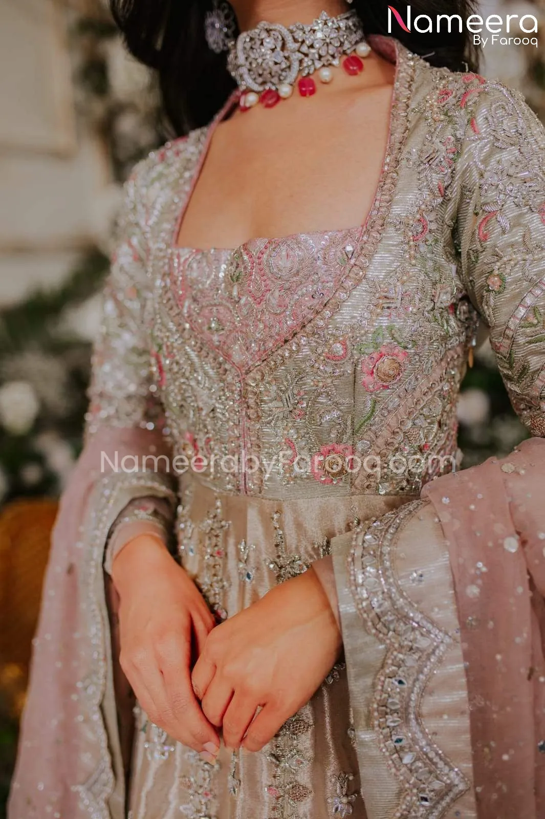 Latest Pakistani Bridal Gown in Tissue Fabric #BS545