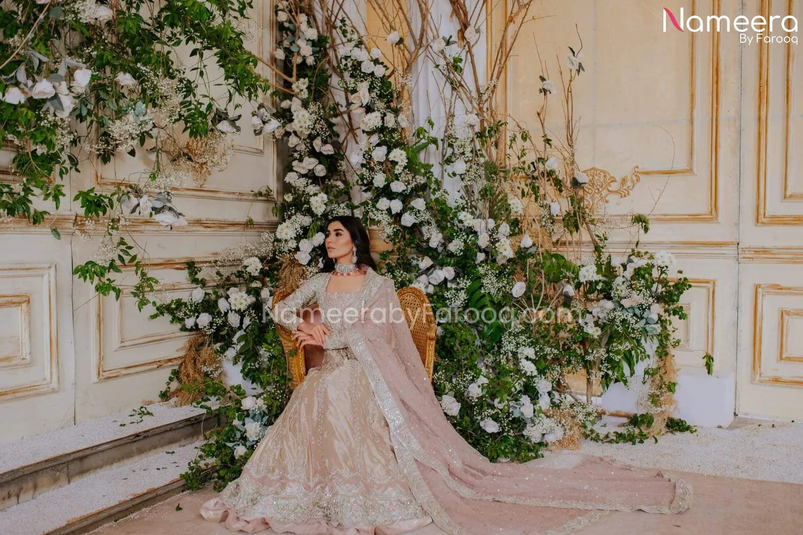 Latest Pakistani Bridal Gown in Tissue Fabric #BS545