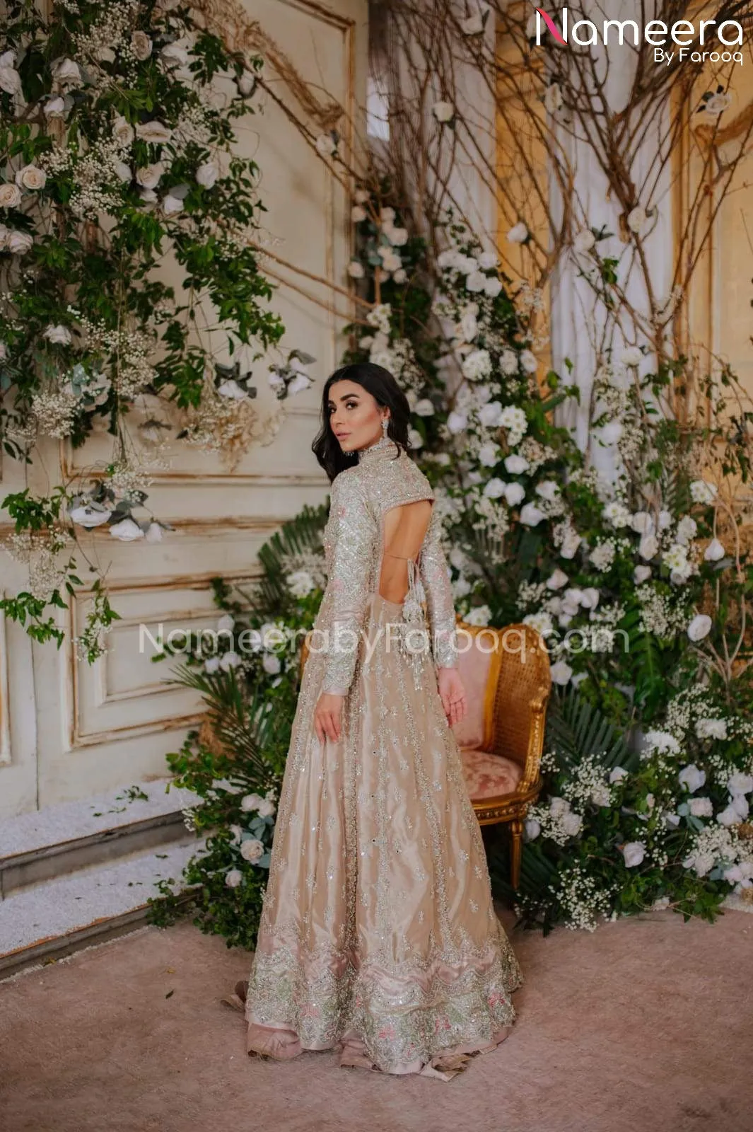 Latest Pakistani Bridal Gown in Tissue Fabric #BS545