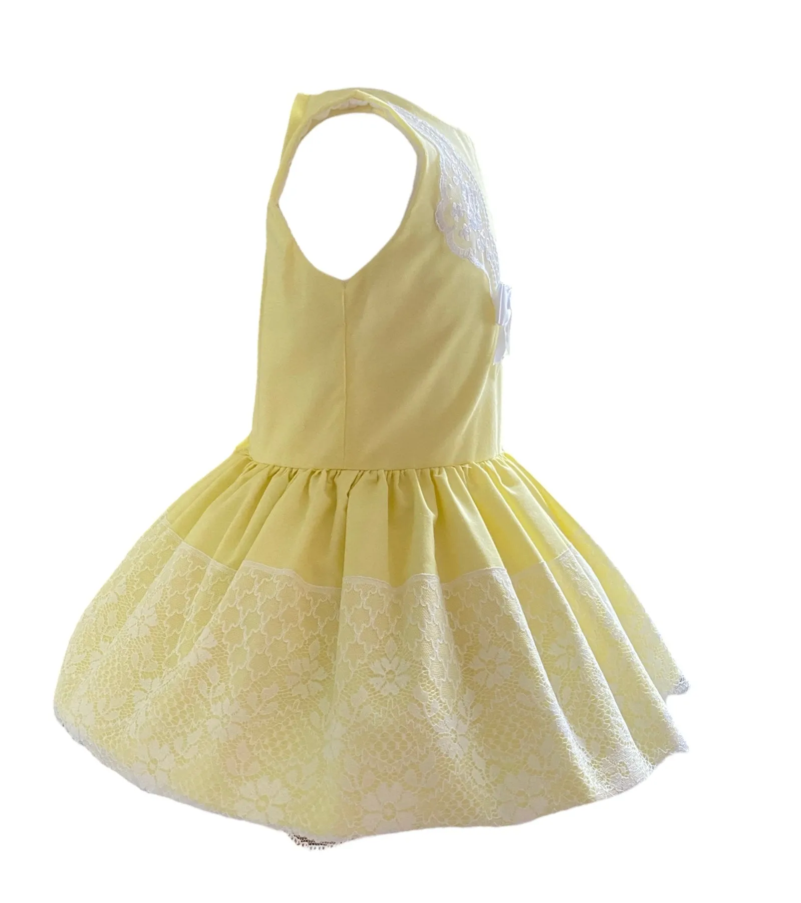 Lemon Lace Drop Waist Dress