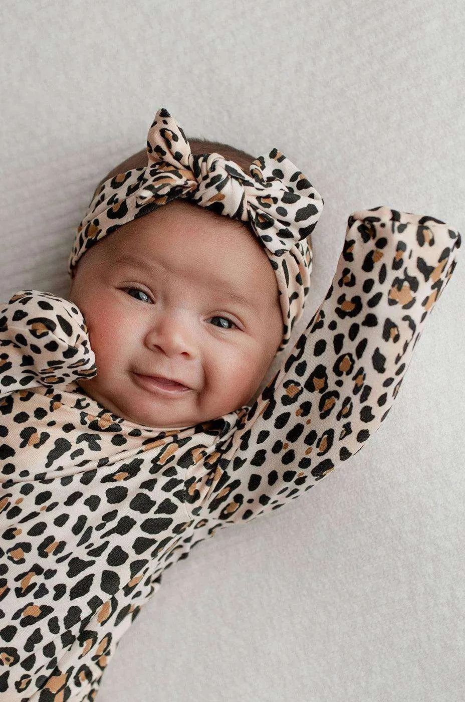 Leopard Newborn Knotted Gown Set