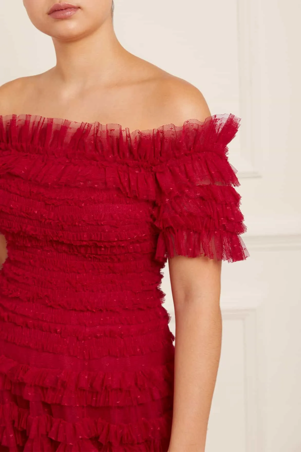 Lisette Ruffle Off Shoulder Gown