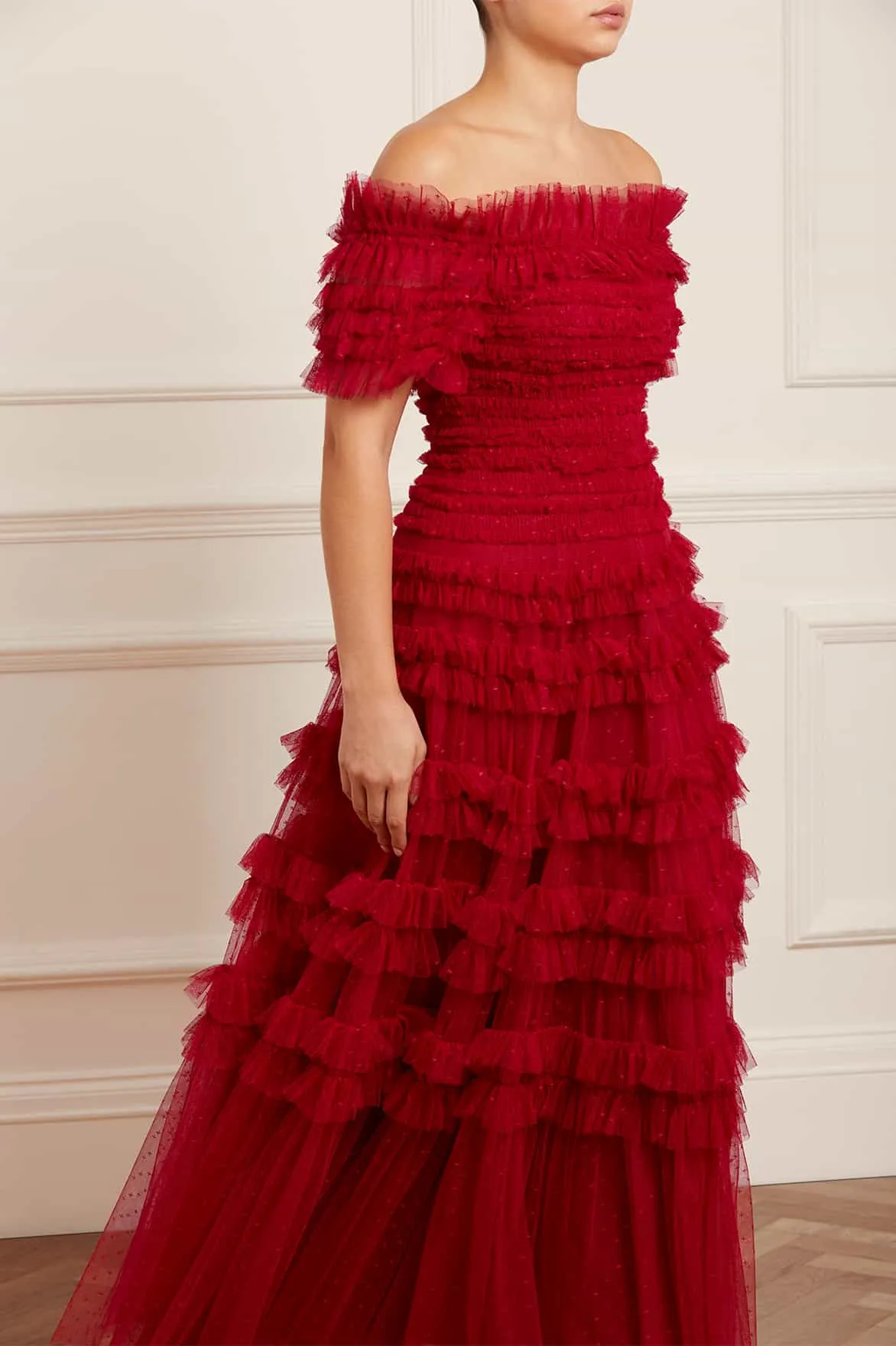 Lisette Ruffle Off Shoulder Gown