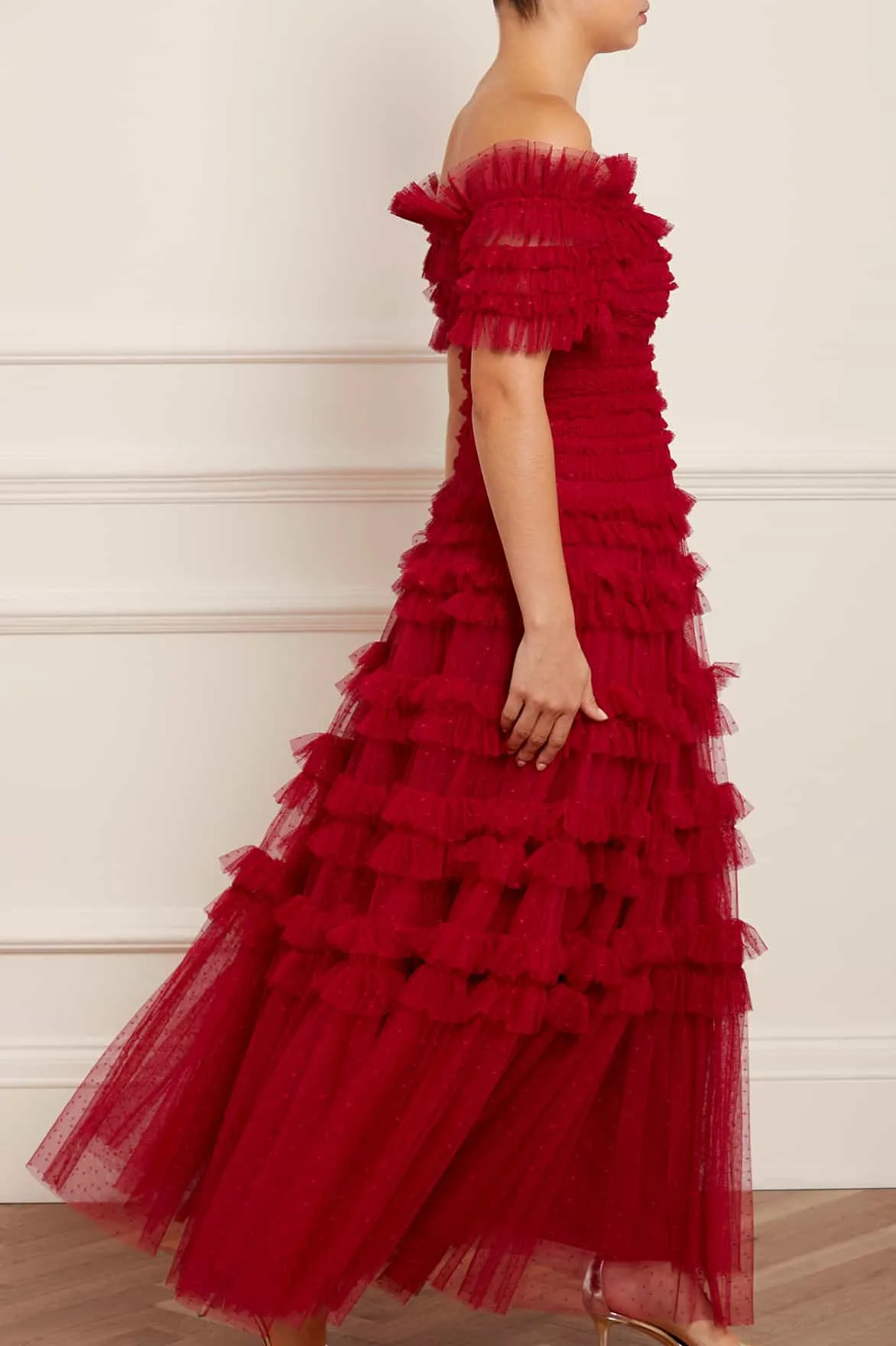 Lisette Ruffle Off Shoulder Gown
